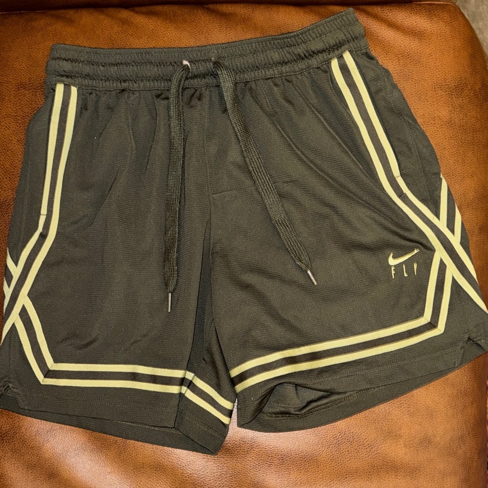 Nike Men’s Black Athletic Shorts with Olive Trim